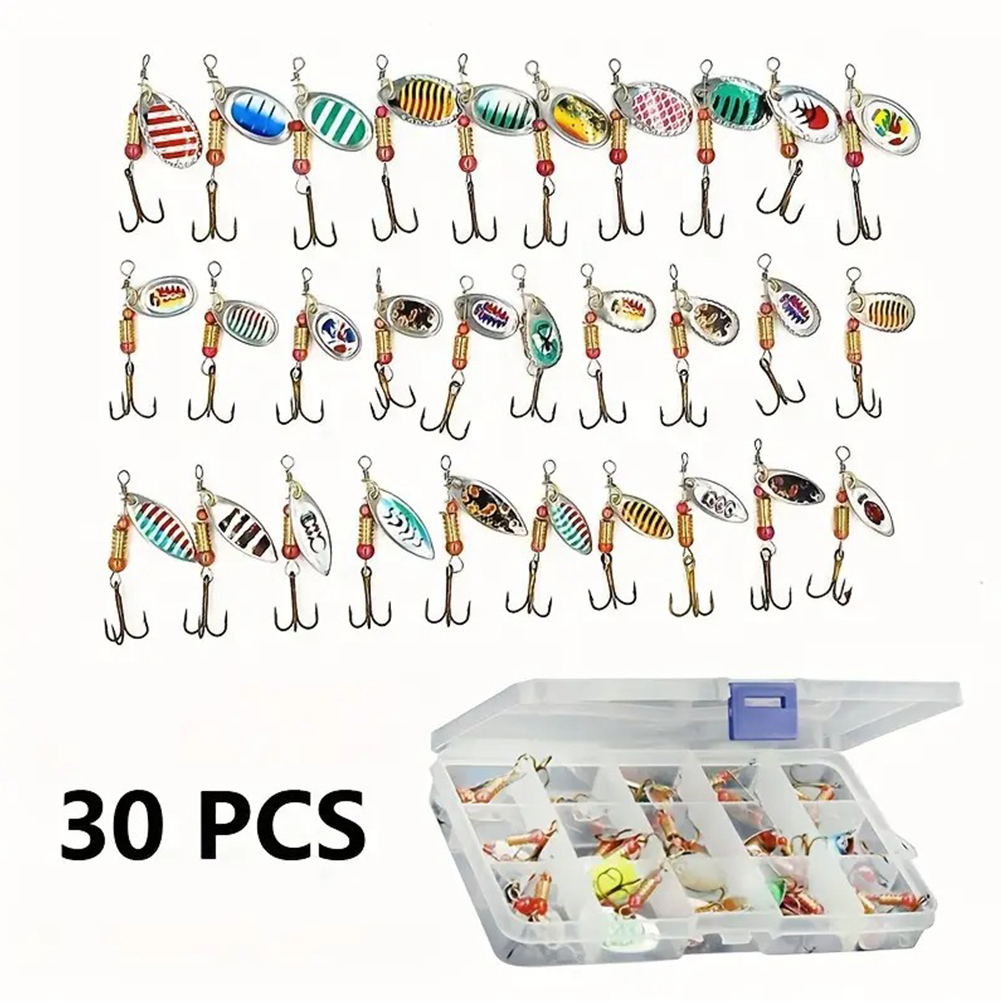30pcs Metal Spoon Spinner Fish - Fishing Hook Treble 评论和价格